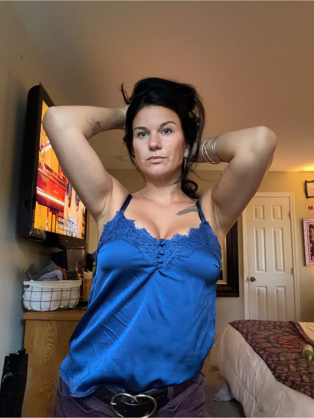 Abercrombie & Fitch Blue Satin Lace Cami Y2K Top Small